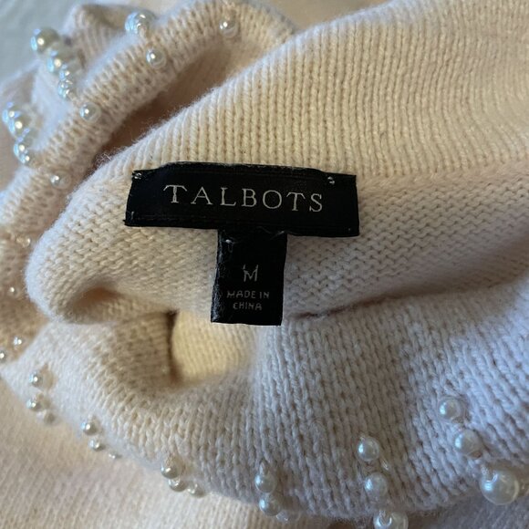 Talbots Womens Pink Cotton Cashmere Blend Beaded Long Sleeve Sweater Size M - Picture 5 of 6